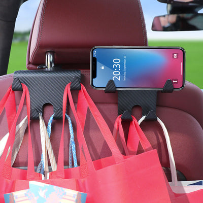 Soporte Multifunción de Fibra de Carbono para Smartphone - Gancho Organizador de Asiento Trasero - Image 15