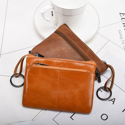 Billetera Retro de Cuero Genuino con Compartimento para Monedas