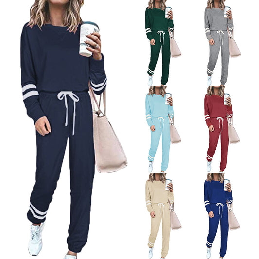 Traje Casual Suelto Plus Size con Mangas Largas en Colores Sólidos