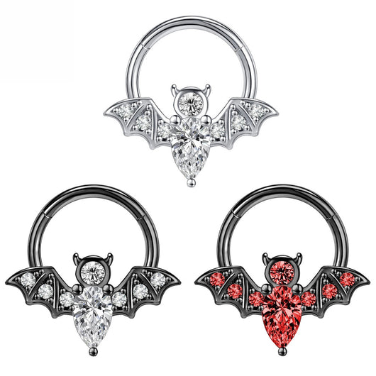 Piercing de Nariz con Murciélago y Circón para Halloween - Image 7