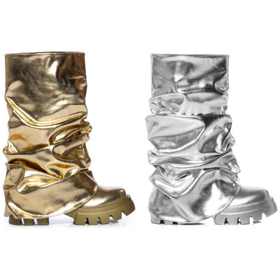 Botas Tipo Pipe de Cuero Charol con Punta Redonda - Estilo Fashion - Image 11