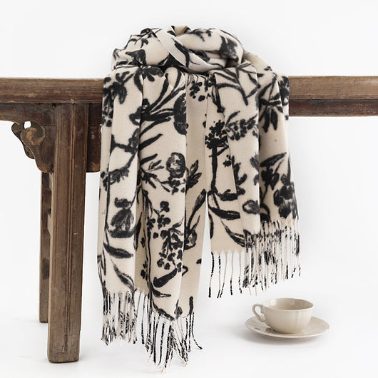 Bufanda de Cashmere Artificial Estilo Dulce Niña - Chal Crema Premium