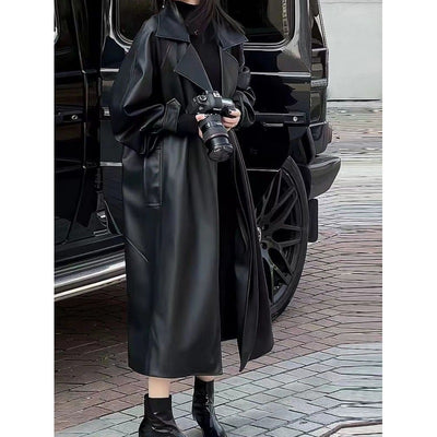 Abrigo de Cuero Largo Elegante para Mujer - Diseño Sofisticado - Image 13
