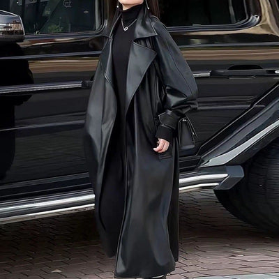 Abrigo de Cuero Largo Elegante para Mujer - Diseño Sofisticado - Image 15