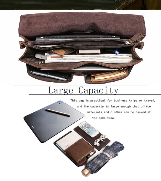 Maletín Ejecutivo de Cuero Crazy Horse Retro con Gran Capacidad para Hombre - Image 12