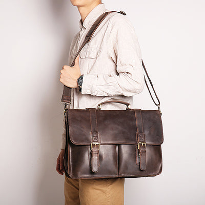 Maletín Ejecutivo de Cuero Crazy Horse Retro con Gran Capacidad para Hombre - Image 15