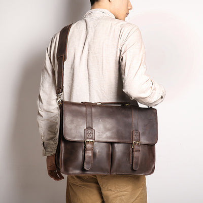Maletín Ejecutivo de Cuero Crazy Horse Retro con Gran Capacidad para Hombre - Image 17
