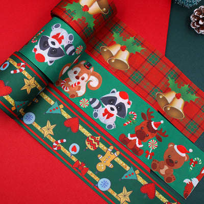 Moño Navideño Doble Cara 75mm Cuadros Rojo con Campana