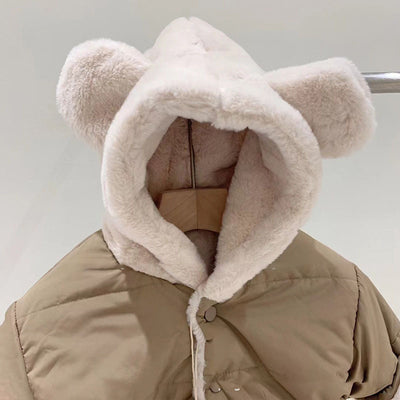 Chaqueta Abrigo Infantil con Capucha - Diseño Casual Osito en Colores Neutros - Image 8