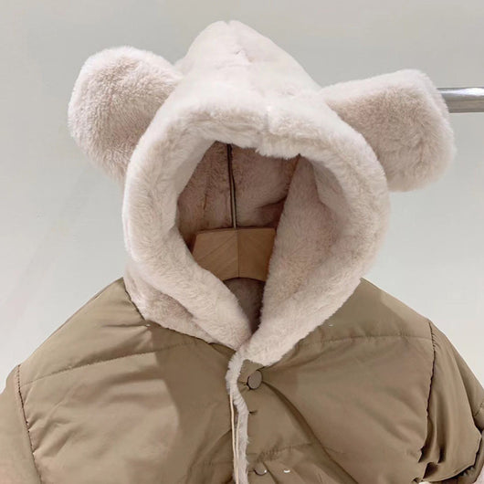 Chaqueta Abrigo Infantil con Capucha - Diseño Casual Osito en Colores Neutros - Image 8