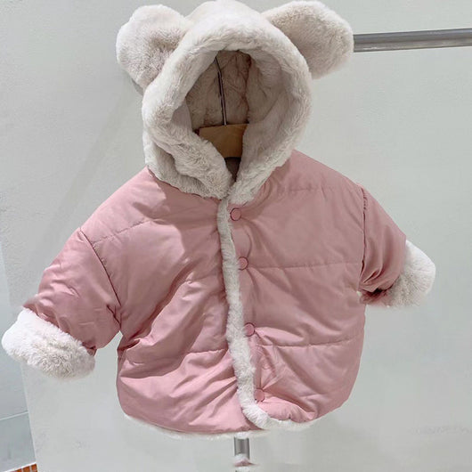 Chaqueta Abrigo Infantil con Capucha - Diseño Casual Osito en Colores Neutros - Image 10