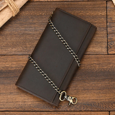 Cartera Larga de Cuero Crazy Horse con Cadena de Seguridad Antirrobo - Image 17