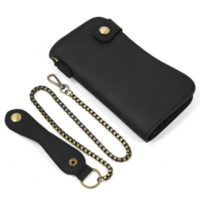 Cartera Larga de Cuero Crazy Horse con Cadena de Seguridad Antirrobo - Image 20