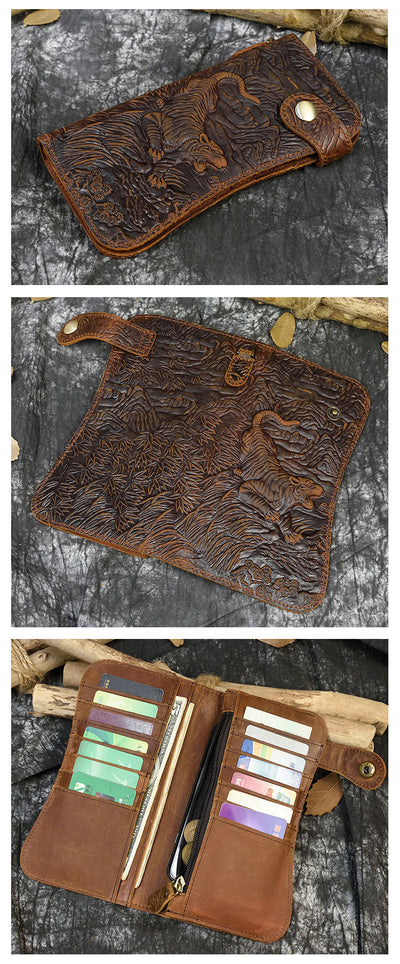 Cartera Larga de Cuero Crazy Horse con Cadena de Seguridad Antirrobo - Image 28
