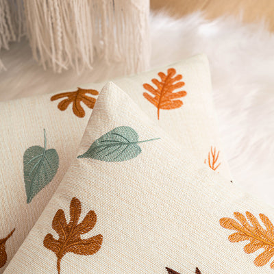 Funda de Cojín Decorativo Otoñal con Bordado de Hojas de Arce y Calabaza - Image 10