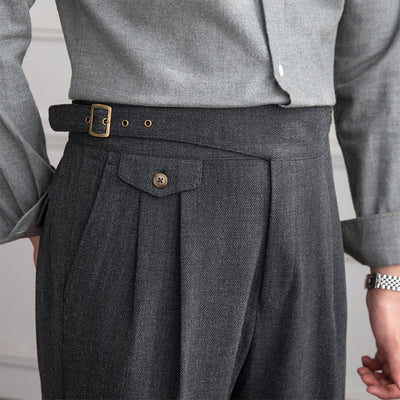 Pantalón Talle Alto Recto con Doble Pliegue Retro - Image 12