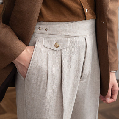 Pantalón Talle Alto Recto con Doble Pliegue Retro - Image 15