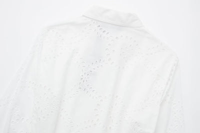 Falda Blusa Blanca Casual Elegante con Bordados para Mujer - Image 8