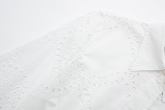 Falda Blusa Blanca Casual Elegante con Bordados para Mujer - Image 9