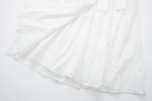 Falda Blusa Blanca Casual Elegante con Bordados para Mujer - Image 13