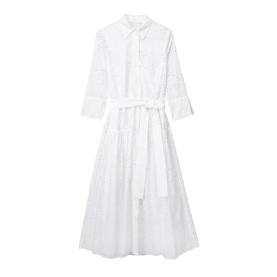 Falda Blusa Blanca Casual Elegante con Bordados para Mujer - Image 17