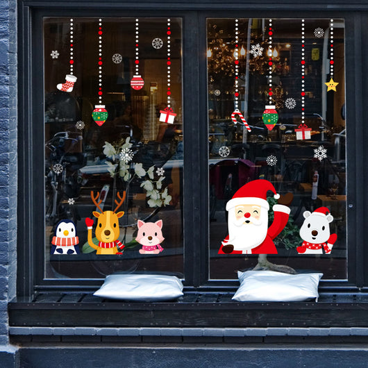 Adhesivos Navideños para Ventanas - Decoración Festiva Reutilizable