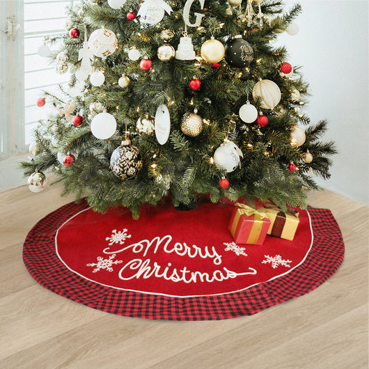 Falda para Árbol de Navidad con Borde Tartán Rojo y Negro - Image 8