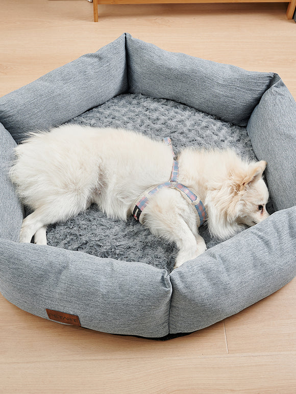 Cama Hexagonal de Terciopelo para Perros - Sofá Calmante y Acogedor