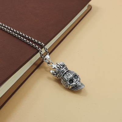 Dije Calavera Corona en Plata Esterlina S925 Estilo Frío - Image 8