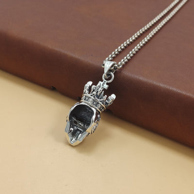 Dije Calavera Corona en Plata Esterlina S925 Estilo Frío - Image 9