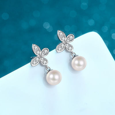 Aretes de Perla de Agua Dulce con Moissanita - Diseño Elegante y Brillante - Image 13