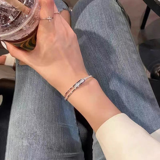 Pulsera de Plata Esterlina S925 con Diamantes Completos Estilo Coreano - Image 12