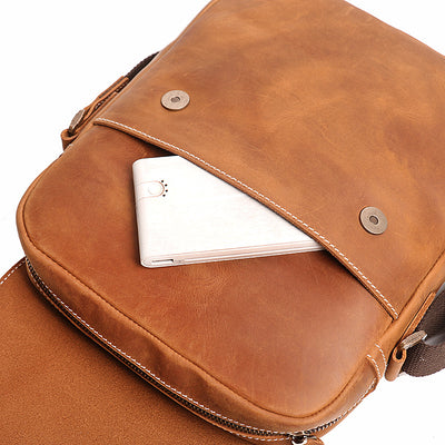 Bolso Bandolera de Cuero Genuino Hecho a Mano para Hombre - Image 14