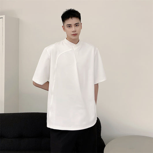 Playera Cuello Cruzado Manga Corta para Hombre - Ajuste Entallado - Image 11
