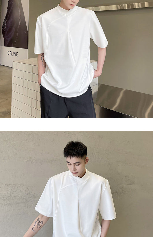 Playera Cuello Cruzado Manga Corta para Hombre - Ajuste Entallado - Image 13