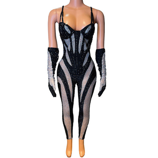 Jumpsuit Largo Ajustado Blanco y Negro para Fiestas - Image 15