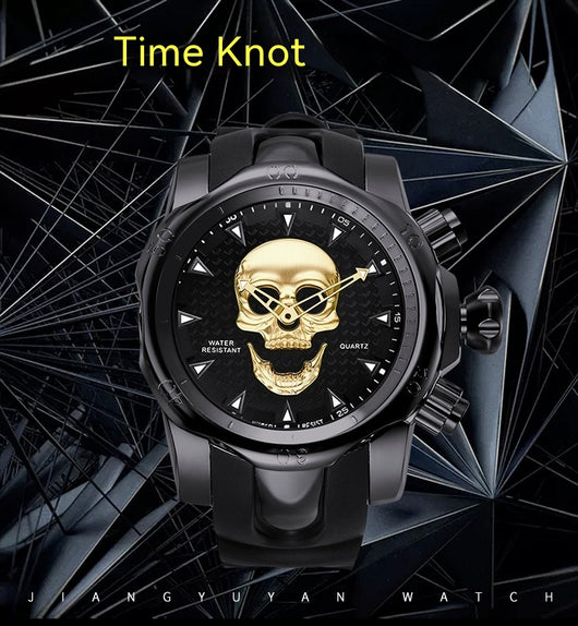 Reloj de Hombre Calavera Diseño Atrevido Esfera Grande Correa de Silicona Cuarzo - Image 8