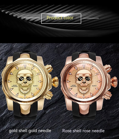 Reloj de Hombre Calavera Diseño Atrevido Esfera Grande Correa de Silicona Cuarzo - Image 9