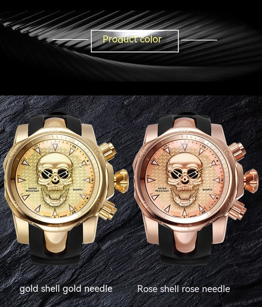 Reloj de Hombre Calavera Diseño Atrevido Esfera Grande Correa de Silicona Cuarzo - Image 9