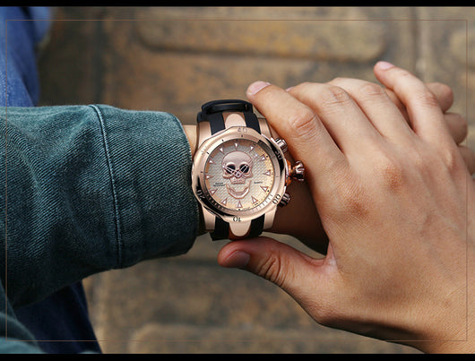 Reloj de Hombre Calavera Diseño Atrevido Esfera Grande Correa de Silicona Cuarzo - Image 12