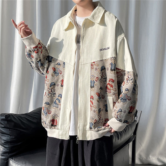 Chaqueta Retro Americana con Solapa de Contraste y Costuras Decorativas para Hombre - Image 10