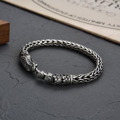 Pulsera de Plata 925 Tejida Pitón Vintage Desgastada - Image 9