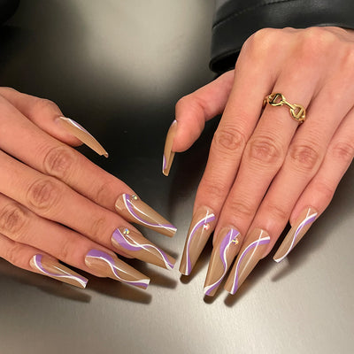 Uñas Postizas Trapezoidales con Diamantes Incrustados de Larga Duración - Image 9