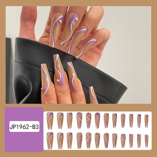 Uñas Postizas Trapezoidales con Diamantes Incrustados de Larga Duración - Image 13