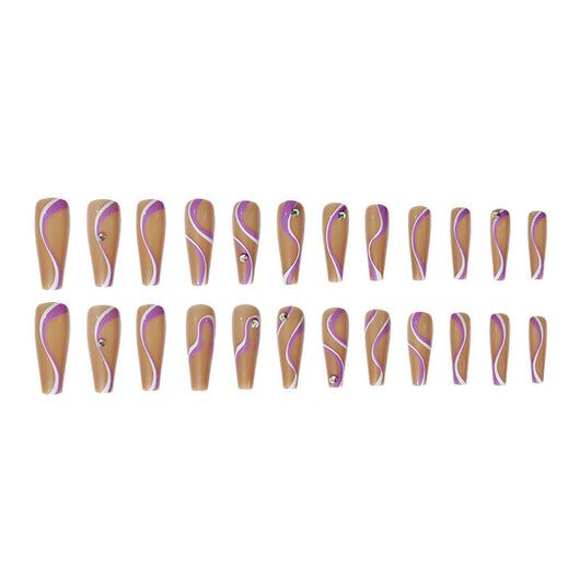 Uñas Postizas Trapezoidales con Diamantes Incrustados de Larga Duración - Image 14