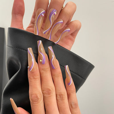 Uñas Postizas Trapezoidales con Diamantes Incrustados de Larga Duración - Image 17