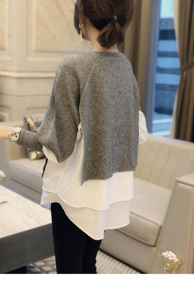 Suéter Mujer Otoño Invierno Estilo Europeo Falsa Dos Piezas Tejido Premium - Image 11