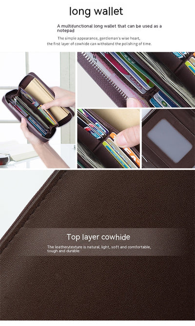 Cartera Clutch de Cuero Genuino con Diseño de Cinturón para Hombre - Image 10