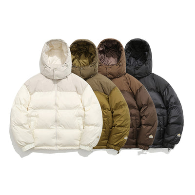 Chaqueta Acolchada con Capucha y Costuras de Colores para Parejas - Image 22