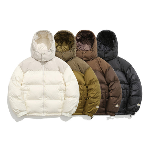 Chaqueta Acolchada con Capucha y Costuras de Colores para Parejas - Image 22